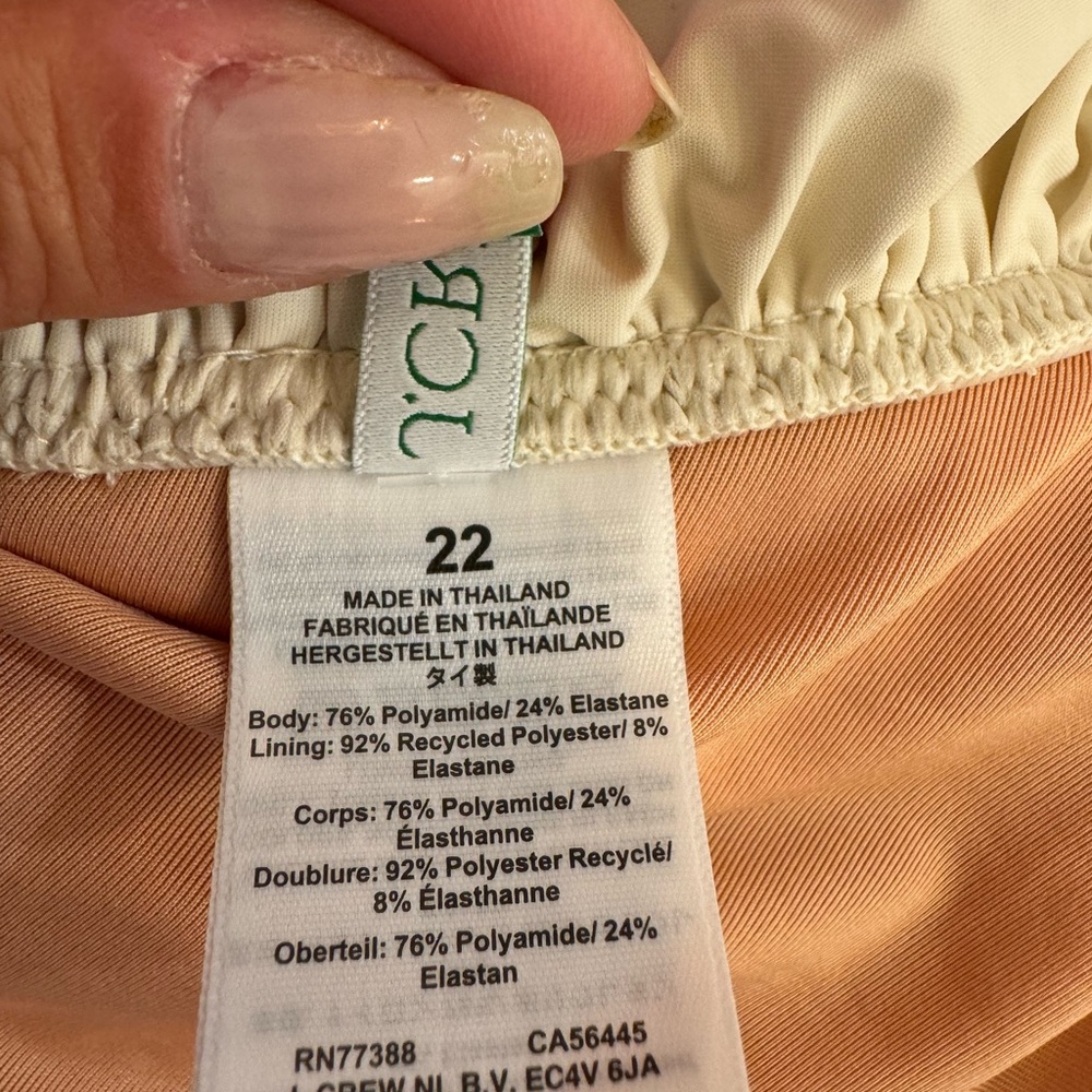 J. Crew NWT Matte Ruffle One Shoulder One Piece Swimsuit Size 22 Ivory Natural - Picture 11 of 12